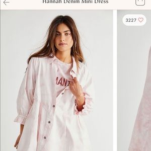 Free People Denim Button Down Pink Dress